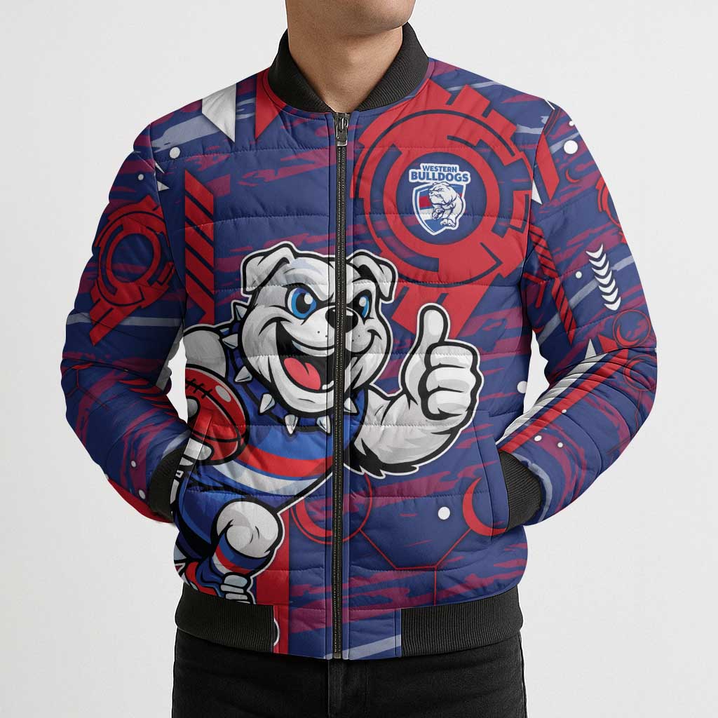 Western Bulldogs Bomber Puffer Jacket Mascot Cartoon Football Illustration Style