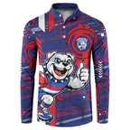 Western Bulldogs Button Sweatshirt Mascot Cartoon Football Illustration Style