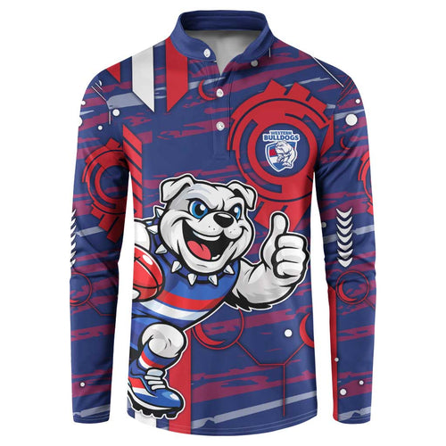 Western Bulldogs Button Sweatshirt Mascot Cartoon Football Illustration Style
