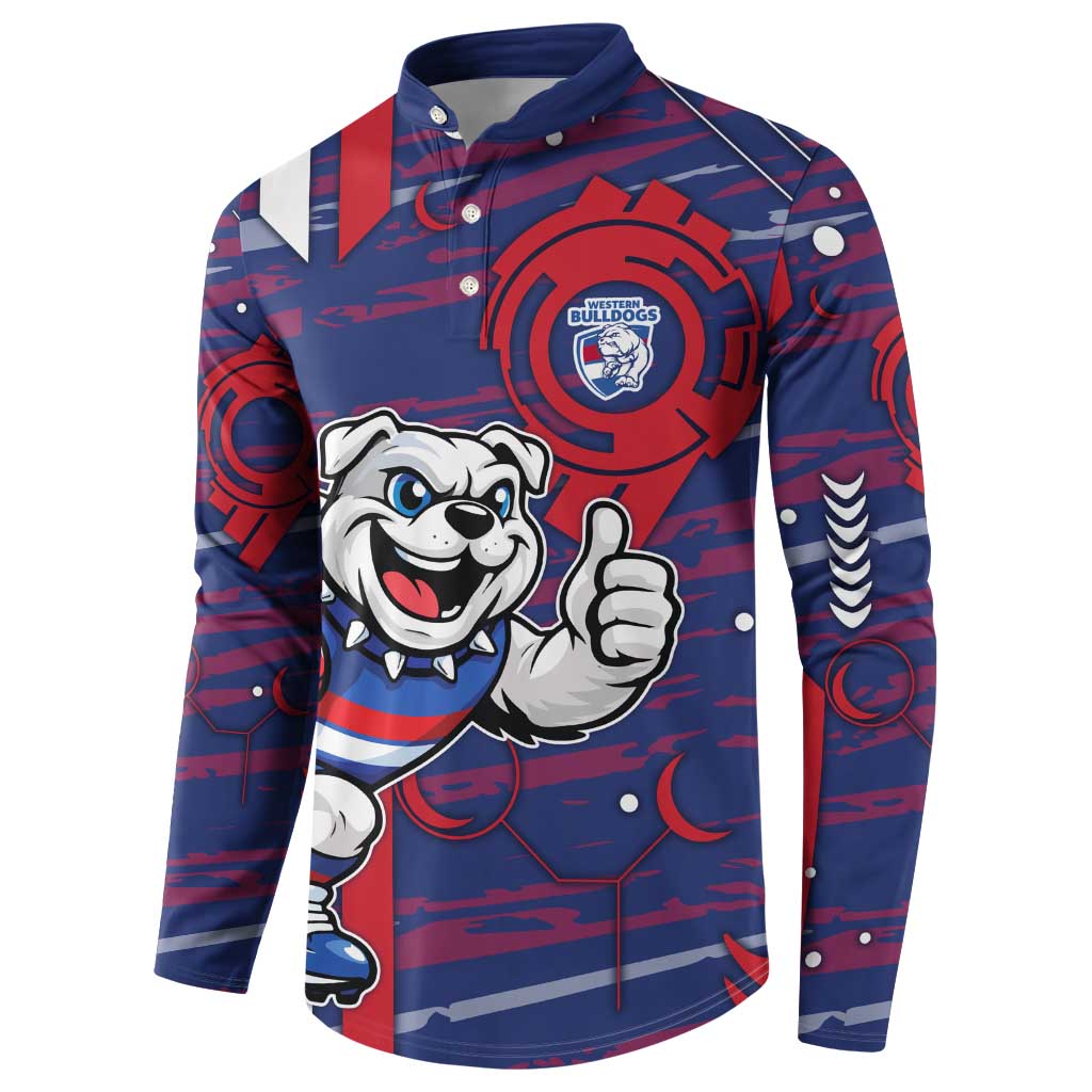 Western Bulldogs Button Sweatshirt Mascot Cartoon Football Illustration Style