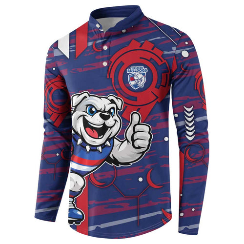 Western Bulldogs Button Sweatshirt Mascot Cartoon Football Illustration Style