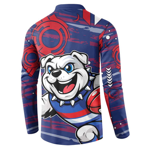 Western Bulldogs Button Sweatshirt Mascot Cartoon Football Illustration Style