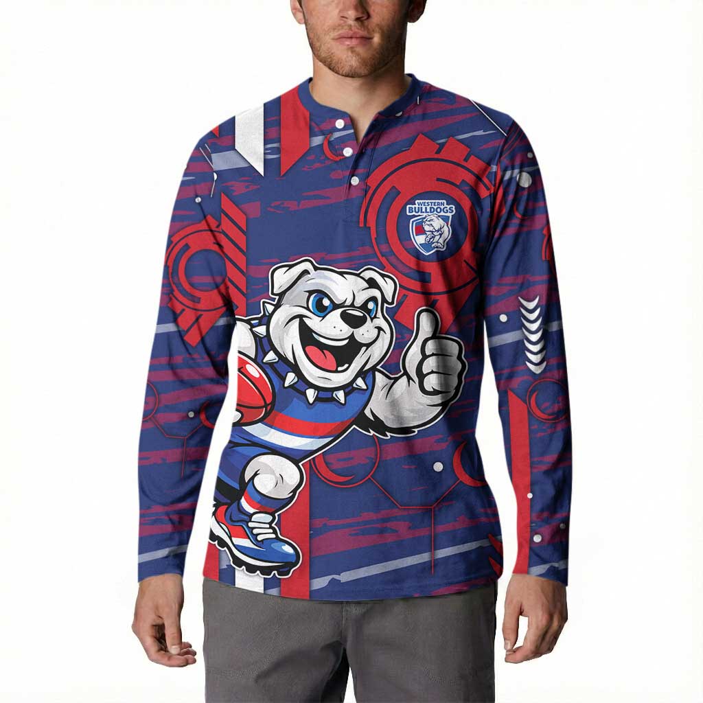 Western Bulldogs Button Sweatshirt Mascot Cartoon Football Illustration Style