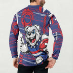 Western Bulldogs Button Sweatshirt Mascot Cartoon Football Illustration Style