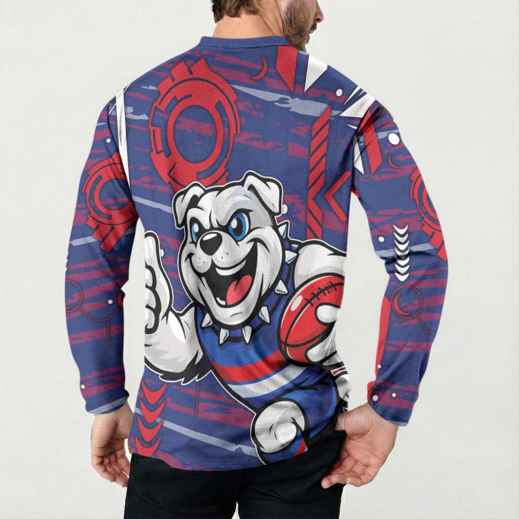 Western Bulldogs Button Sweatshirt Mascot Cartoon Football Illustration Style