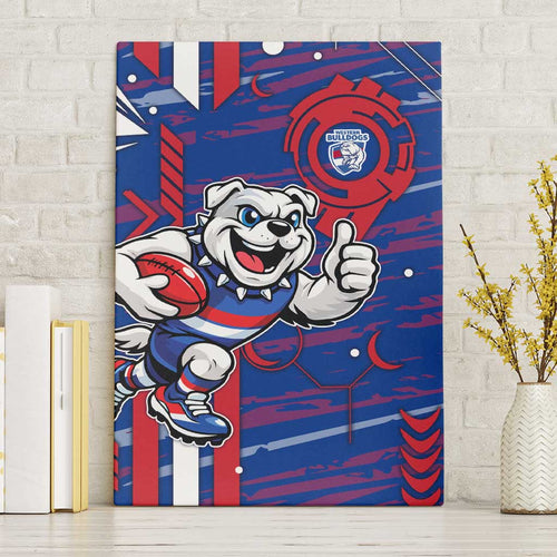 Western Bulldogs Canvas Wall Art Mascot Cartoon Football Illustration Style