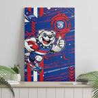 Western Bulldogs Canvas Wall Art Mascot Cartoon Football Illustration Style