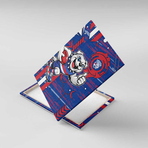 Western Bulldogs Canvas Wall Art Mascot Cartoon Football Illustration Style