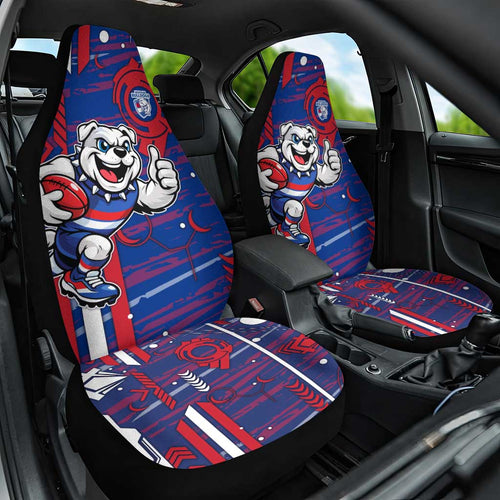 Western Bulldogs Car Seat Cover Mascot Cartoon Football Illustration Style