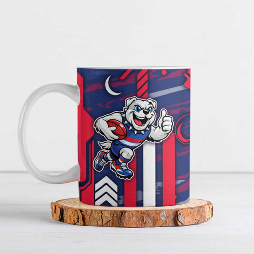 Western Bulldogs Ceramic Mug Mascot Cartoon Football Illustration Style