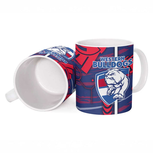 Western Bulldogs Ceramic Mug Mascot Cartoon Football Illustration Style