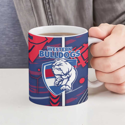 Western Bulldogs Ceramic Mug Mascot Cartoon Football Illustration Style