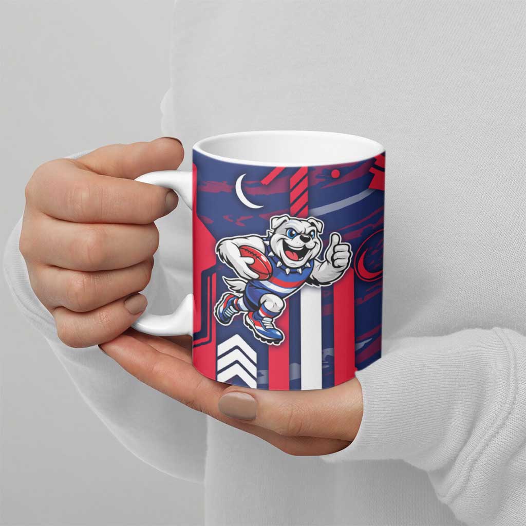 Western Bulldogs Ceramic Mug Mascot Cartoon Football Illustration Style