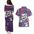 Western Bulldogs Couples Matching Puletasi and Hawaiian Shirt Mascot Cartoon Football Illustration Style