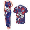 Western Bulldogs Couples Matching Tank Maxi Dress and Hawaiian Shirt Mascot Cartoon Football Illustration Style