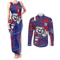 Western Bulldogs Couples Matching Tank Maxi Dress and Long Sleeve Button Shirt Mascot Cartoon Football Illustration Style