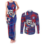 Western Bulldogs Couples Matching Tank Maxi Dress and Long Sleeve Button Shirt Mascot Cartoon Football Illustration Style