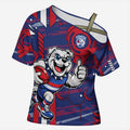 Western Bulldogs Cross Shoulder Shirt Mascot Cartoon Football Illustration Style