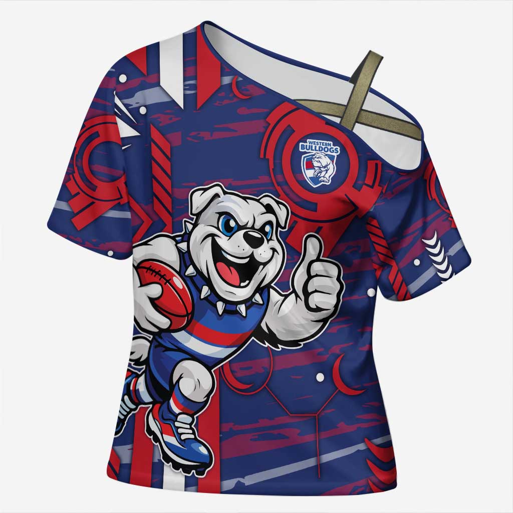Western Bulldogs Cross Shoulder Shirt Mascot Cartoon Football Illustration Style