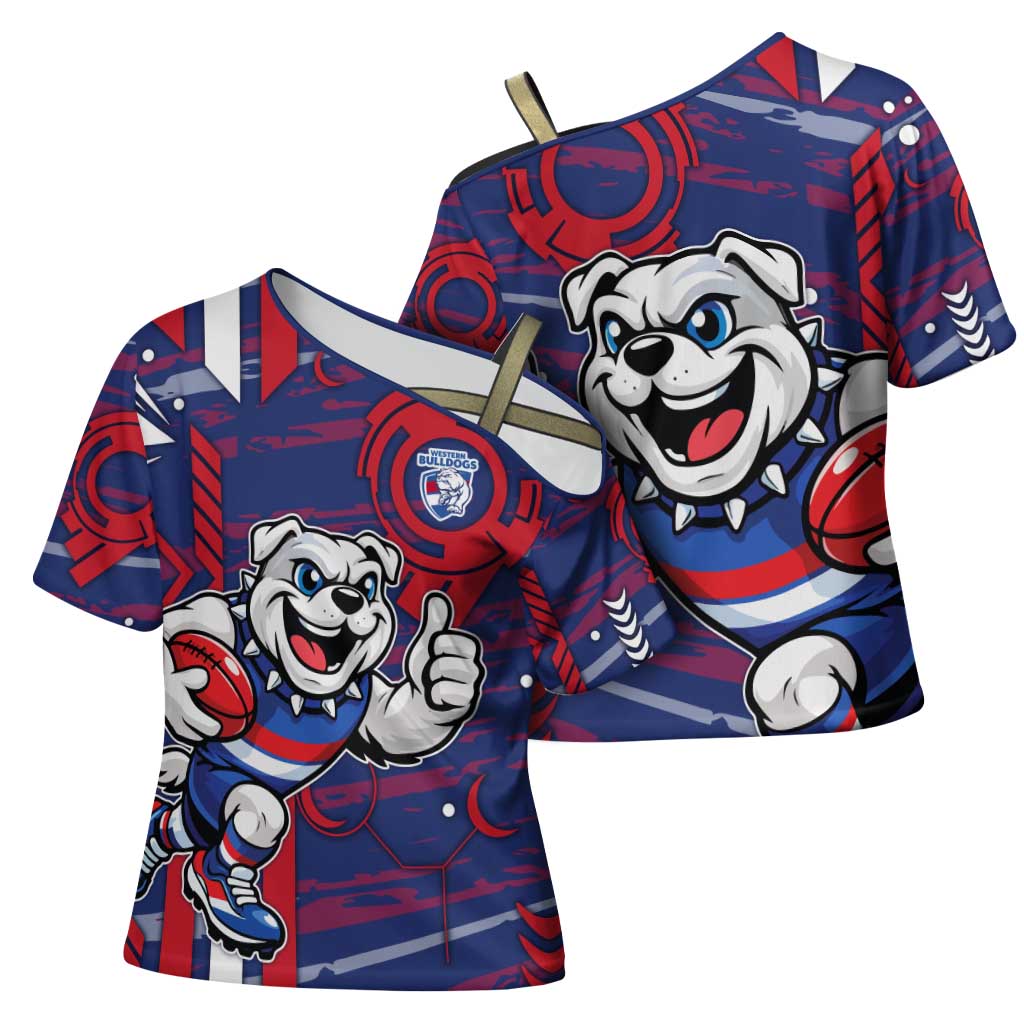 Western Bulldogs Cross Shoulder Shirt Mascot Cartoon Football Illustration Style