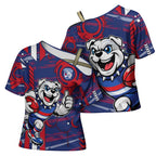 Western Bulldogs Cross Shoulder Shirt Mascot Cartoon Football Illustration Style