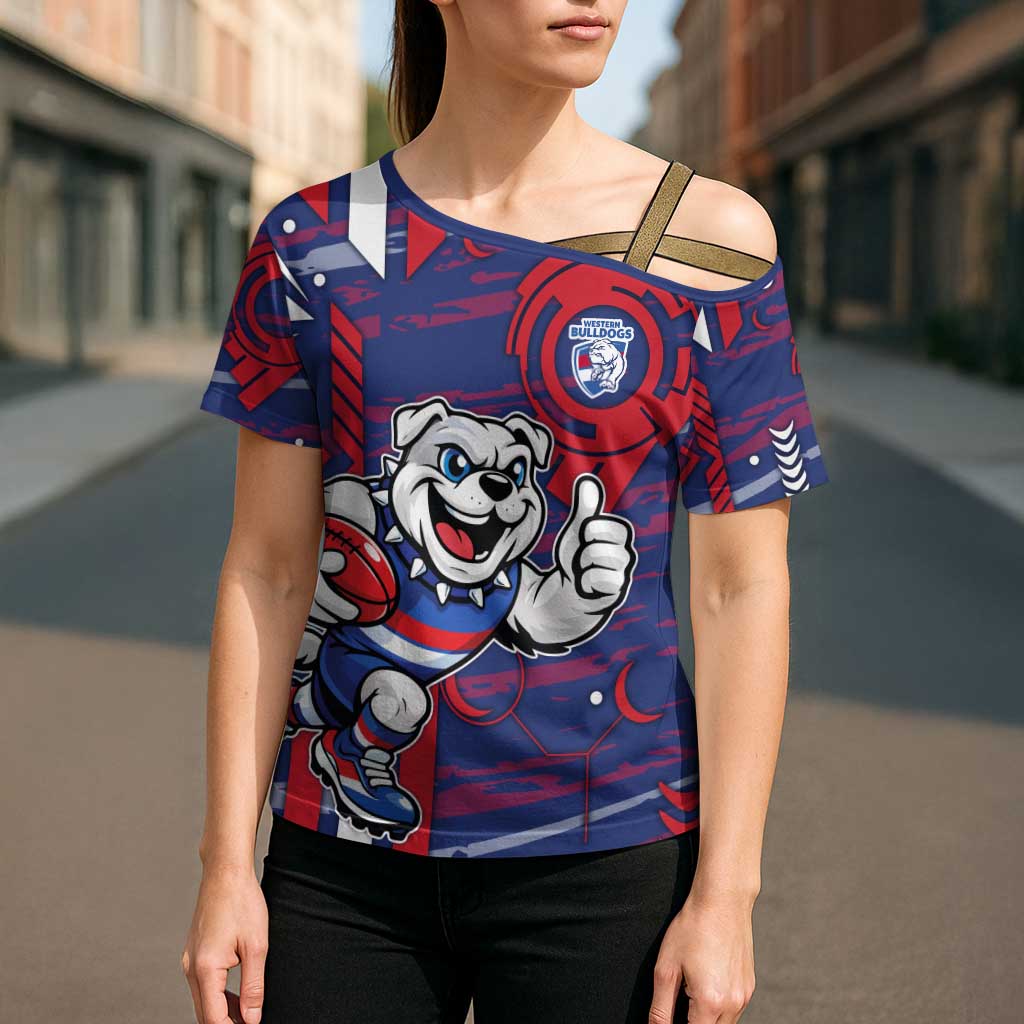 Western Bulldogs Cross Shoulder Shirt Mascot Cartoon Football Illustration Style