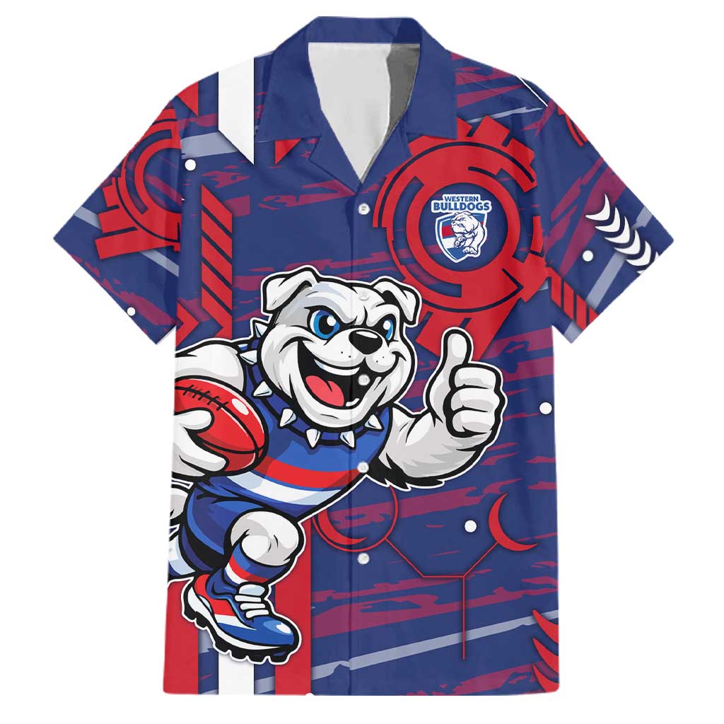 Western Bulldogs Family Matching Long Sleeve Bodycon Dress and Hawaiian Shirt Mascot Cartoon Football Illustration Style