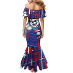 Western Bulldogs Family Matching Mermaid Dress and Hawaiian Shirt Mascot Cartoon Football Illustration Style