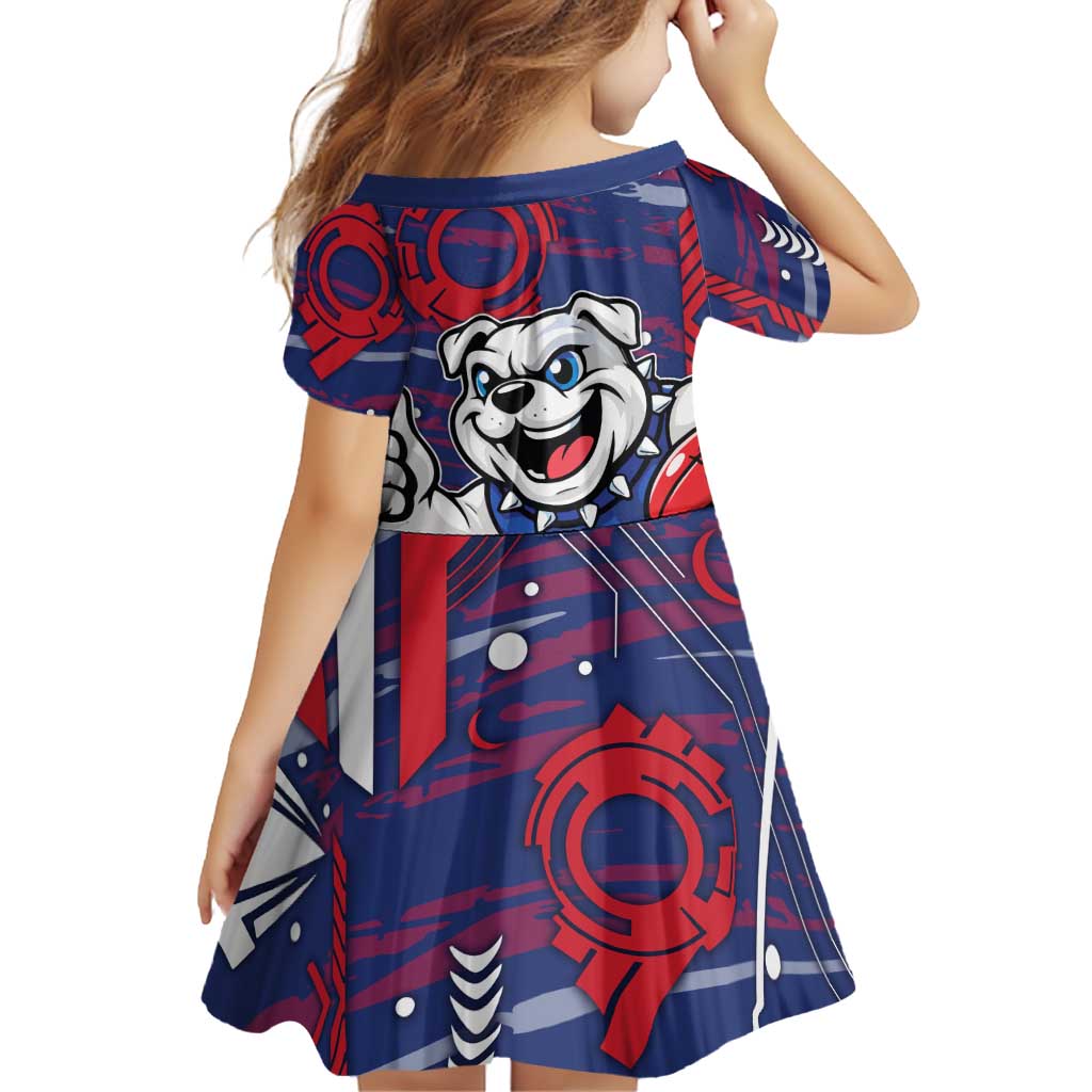 Western Bulldogs Family Matching Off Shoulder Maxi Dress and Hawaiian Shirt Mascot Cartoon Football Illustration Style