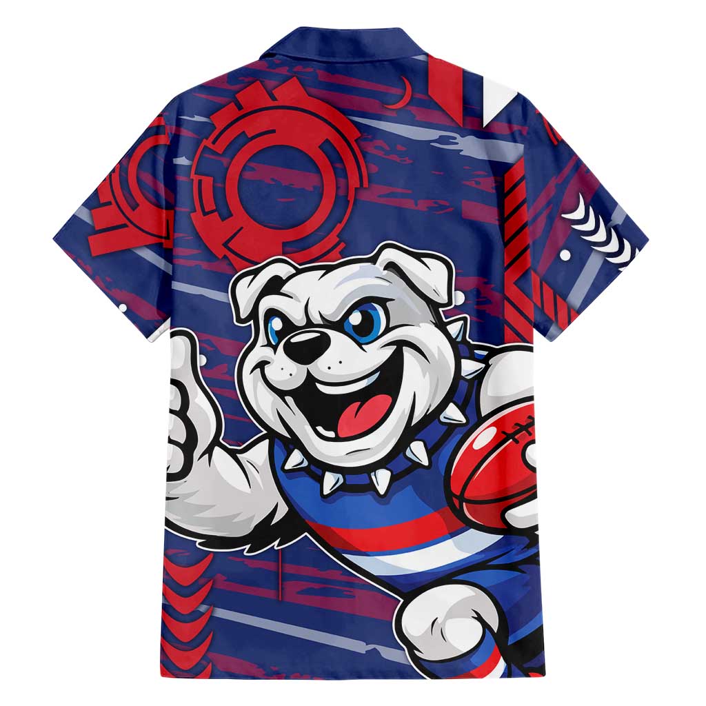 Western Bulldogs Family Matching Short Sleeve Bodycon Dress and Hawaiian Shirt Mascot Cartoon Football Illustration Style