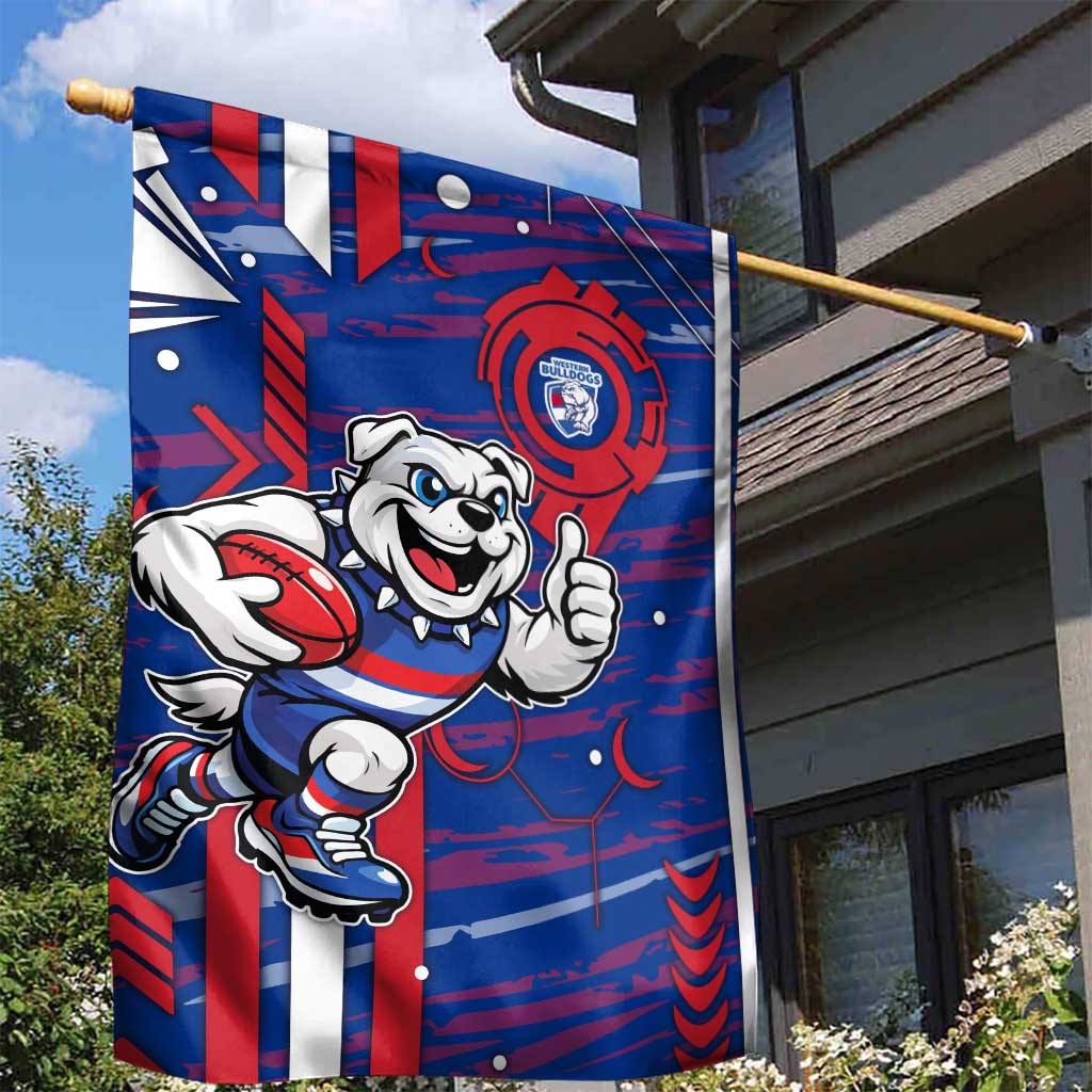 Western Bulldogs Garden Flag Mascot Cartoon Football Illustration Style