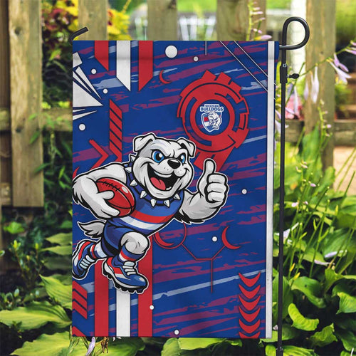 Western Bulldogs Garden Flag Mascot Cartoon Football Illustration Style