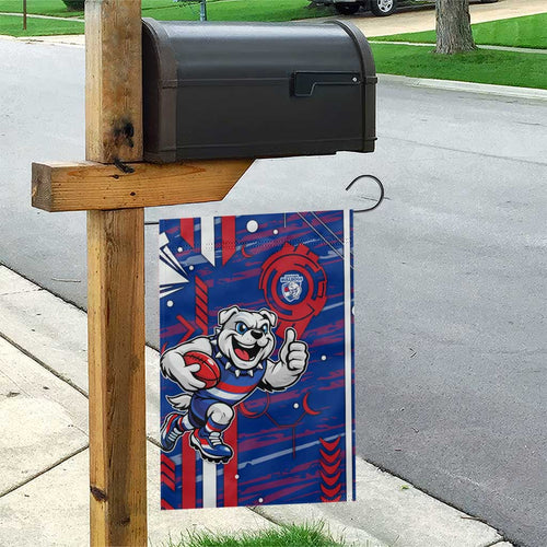 Western Bulldogs Garden Flag Mascot Cartoon Football Illustration Style