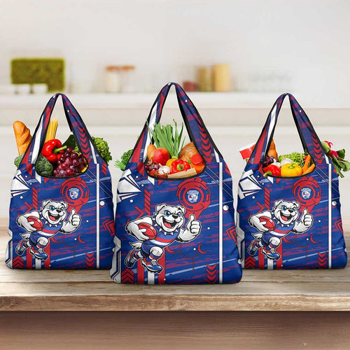 Western Bulldogs Grocery Bag Mascot Cartoon Football Illustration Style