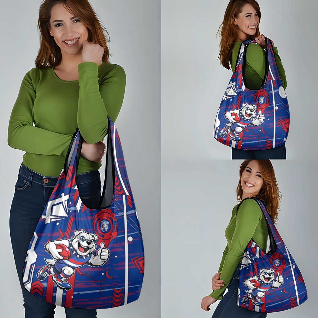 Western Bulldogs Grocery Bag Mascot Cartoon Football Illustration Style