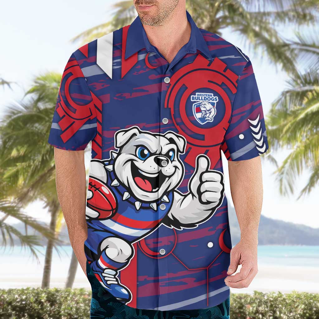 Western Bulldogs Hawaiian Shirt Mascot Cartoon Football Illustration Style
