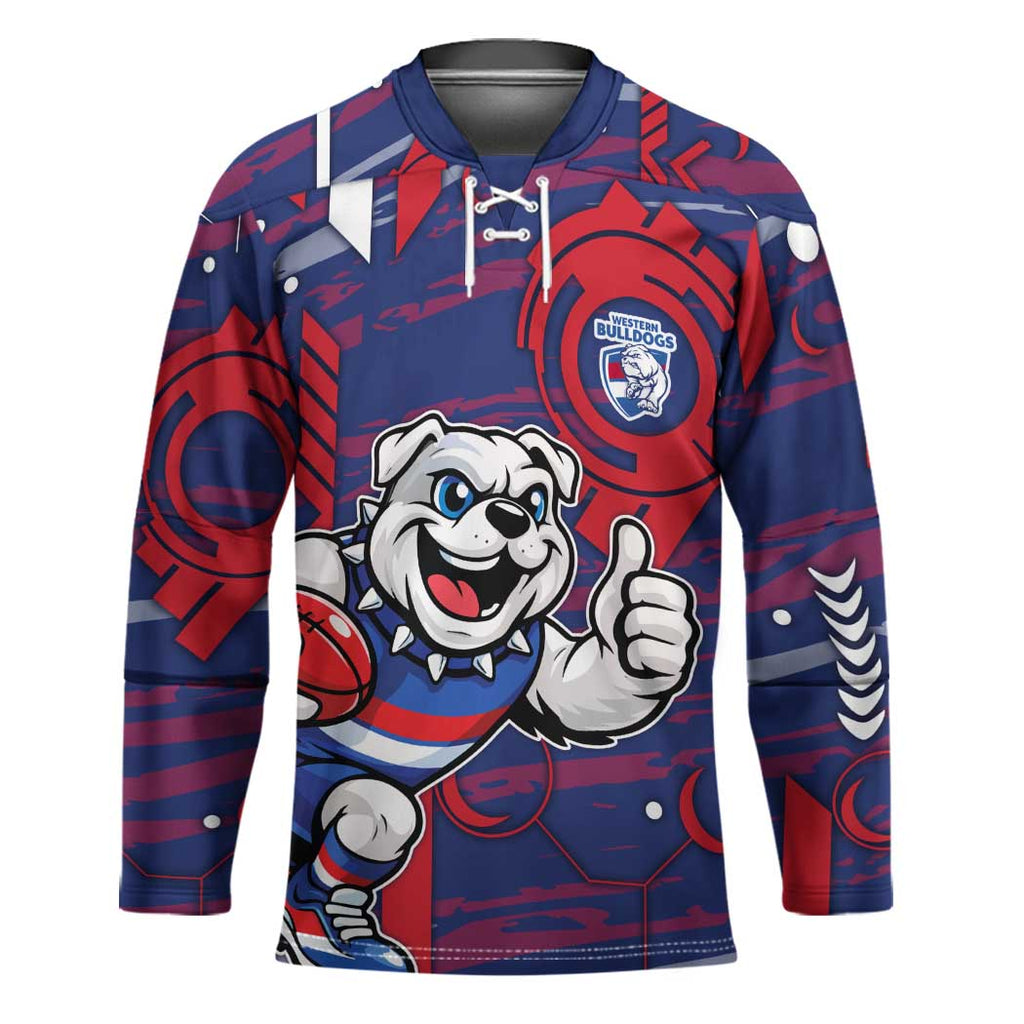 Western Bulldogs Hockey Jersey Mascot Cartoon Football Illustration Style