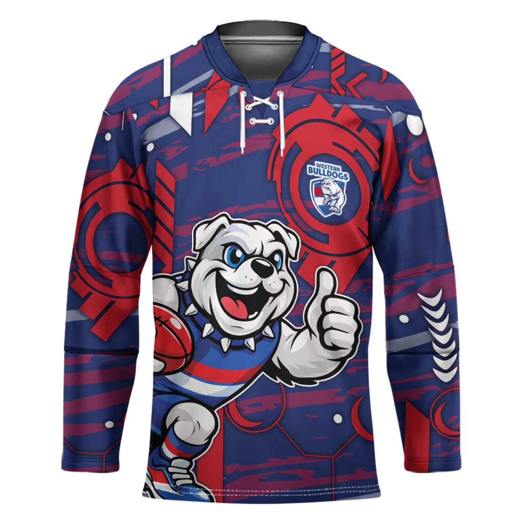 Western Bulldogs Hockey Jersey Mascot Cartoon Football Illustration Style