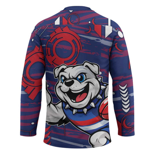 Western Bulldogs Hockey Jersey Mascot Cartoon Football Illustration Style