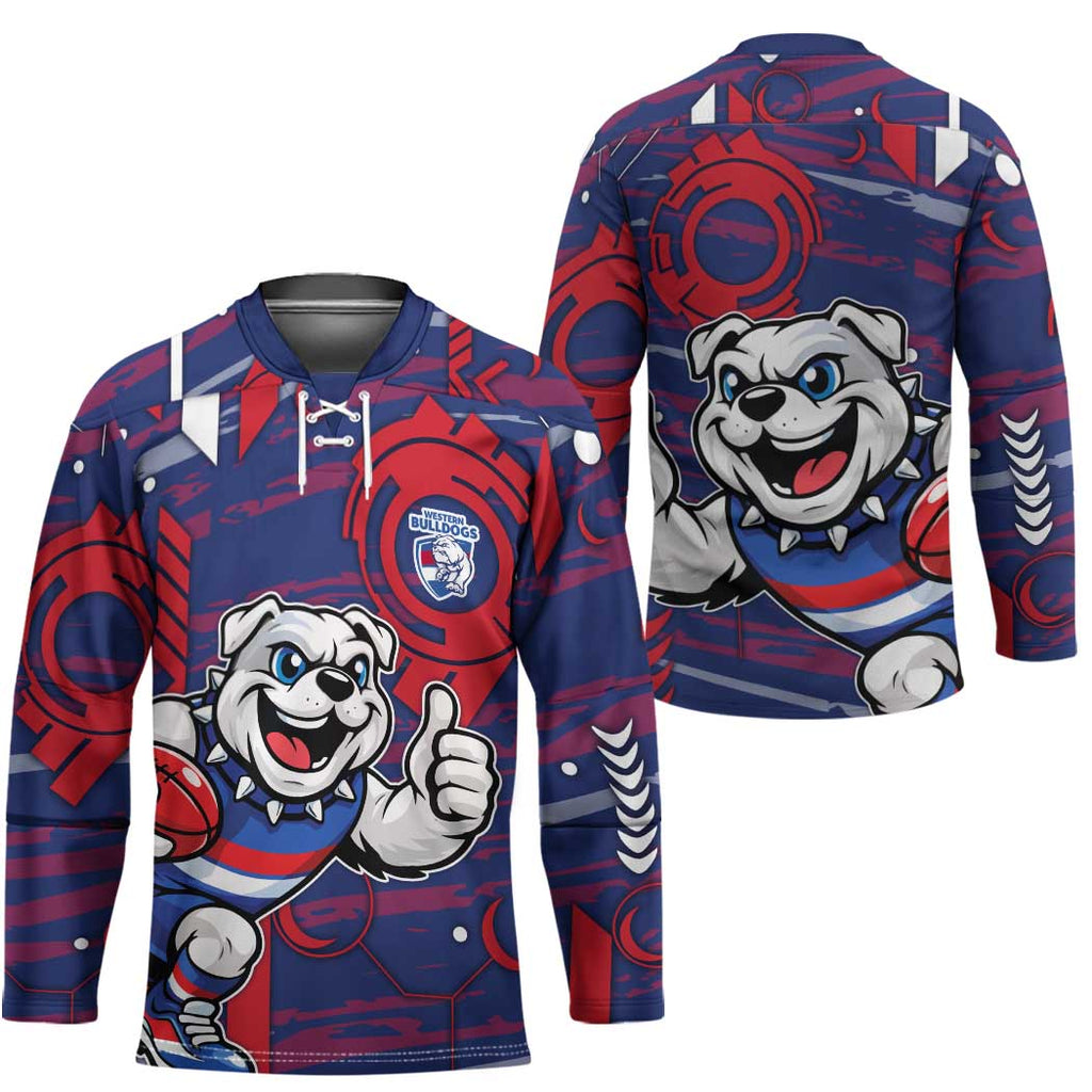 Western Bulldogs Hockey Jersey Mascot Cartoon Football Illustration Style