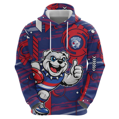 Western Bulldogs Hoodie Mascot Cartoon Football Illustration Style