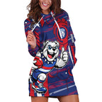 Western Bulldogs Hoodie Dress Mascot Cartoon Football Illustration Style