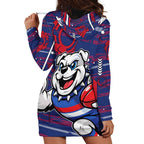 Western Bulldogs Hoodie Dress Mascot Cartoon Football Illustration Style
