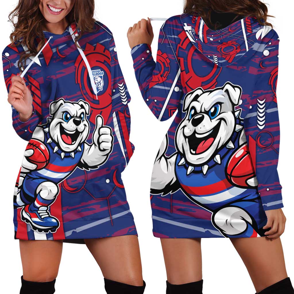 Western Bulldogs Hoodie Dress Mascot Cartoon Football Illustration Style