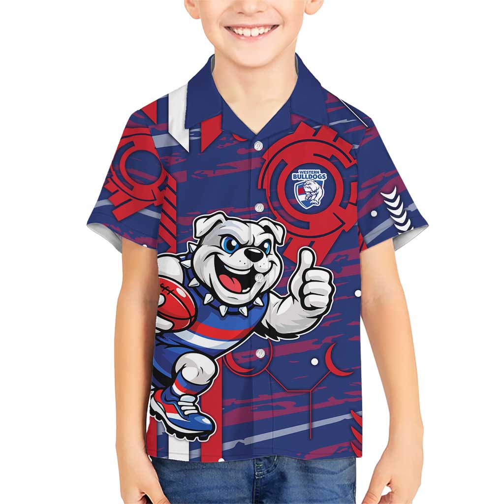 Western Bulldogs Kid Hawaiian Shirt Mascot Cartoon Football Illustration Style