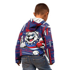 Western Bulldogs Kid Hoodie Mascot Cartoon Football Illustration Style