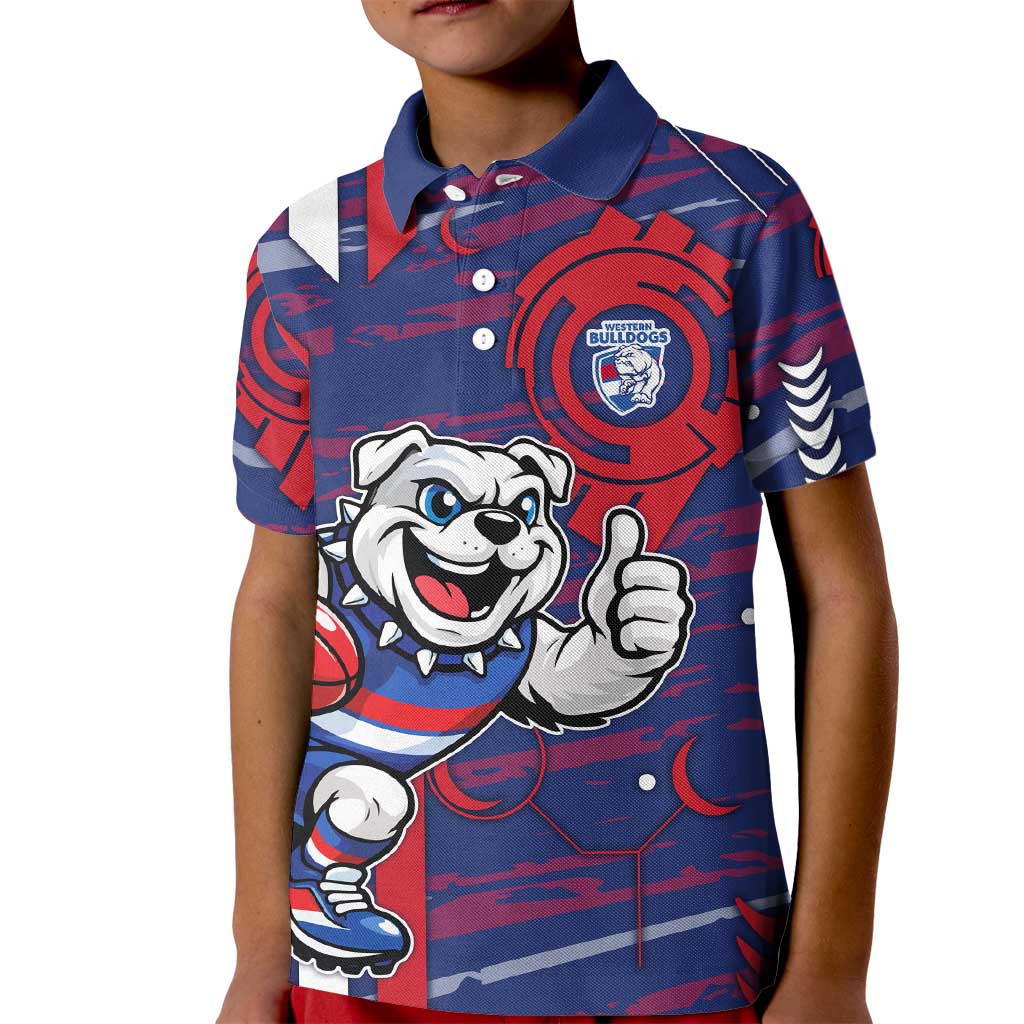 Western Bulldogs Kid Polo Shirt Mascot Cartoon Football Illustration Style