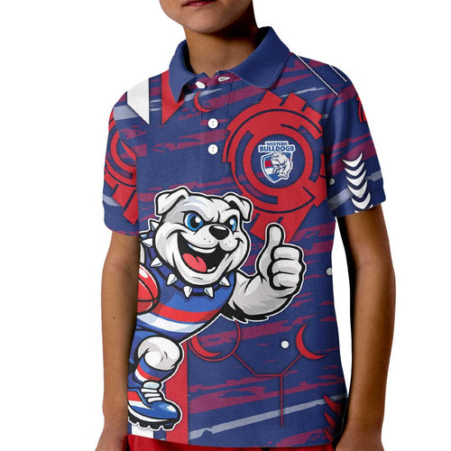 Western Bulldogs Kid Polo Shirt Mascot Cartoon Football Illustration Style