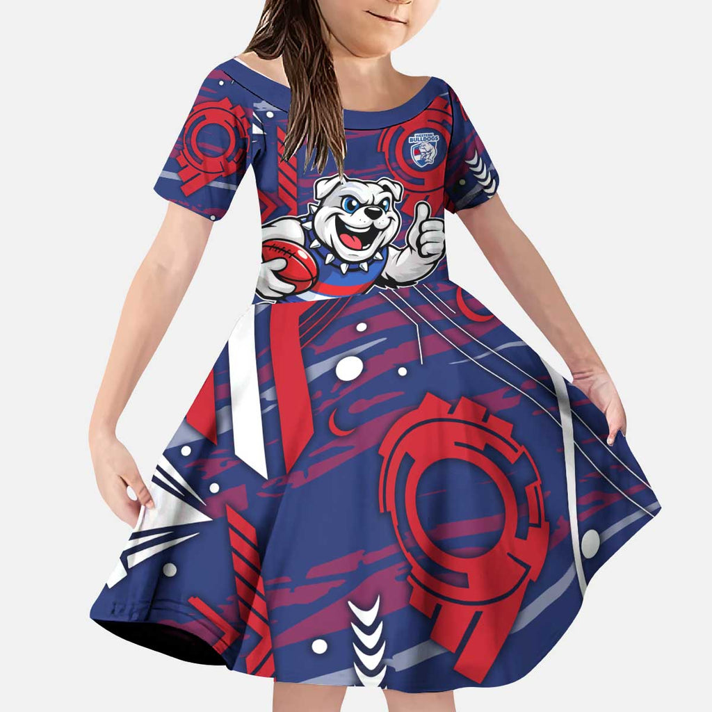 Western Bulldogs Kid Short Sleeve Dress Mascot Cartoon Football Illustration Style