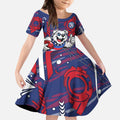 Western Bulldogs Kid Short Sleeve Dress Mascot Cartoon Football Illustration Style